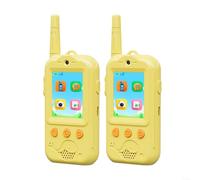 HomeVortex 2PCS Dual-Lens Video Walkie-Talkies for Kids Rechargeable Wireless Intercom with HD Front and Rear Cameras Voice Changer 2.0 Inch Display 650mAh Battery Type-C Charging(yellow)