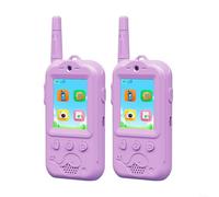 HomeVortex 2PCS Dual-Lens Video Walkie-Talkies for Kids Rechargeable Wireless Intercom with HD Front and Rear Cameras Voice Changer 2.0 Inch Display 650mAh Battery Type-C Charging(purple)