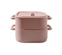 HomeVortex 2Pcs Silicone Microwave Steamer Set With Handles Temperature Resistant Food Storage Container Mixing Bowl For Vegetables Fish Kitchen Cooking (Light Red)