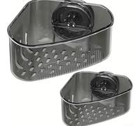 HomeVortex 2PCS Sink Organizer Rack, Corner Drain Box for Sponges, Scrubbers, Transparent ABS For Caddy with Strong Suction, Quick-Drain Storage for Kitchen Bathroom Dorm(black)