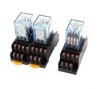 HomeVortex 3 Pcs AC 110/120V 4PDT Power Relay, 14-Pin Electromagnetic For Relay with Socket, 35mm DIN Rail Mount, Flame-Retardant Housing for Industrial Automation Control