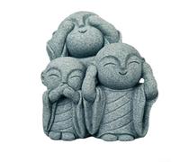 HomeVortex 3 Wise Monks Sculpture Set, See No Evil, Speak No Evil, Hear No Evil Figurines, Zen Buddhist Garden Ornaments, Monk Statues For Indoor Outdoor Decor(B)
