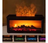 HomeVortex 3D Fireplace Essential Oil Flame Aroma Diffuser and Humidifier with 280ml Tank,Remote Control, 7-Color LED Mood Light,Whisper Quiet, Auto Shut-Off for Home Office Bedroom Spa(Black)