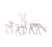 HomeVortex 3Pcs Reindeer Family Christmas Decoration Set With 60 Warm White LED Lights,Weather-Resistant Iron Outdoor And Garden Display For Charming Festive Holiday Décor(Three sets of deer)