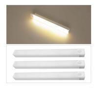 HomeVortex 3pcs Wireless LED Motion Sensor Wall Light Set with White and Warm Modes, 20cm Rechargeable Design for Cabinets, Staircases, Kitchens, Bedrooms, Gardens, Magnetic Installation(warm light)