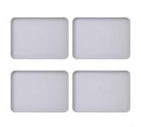 HomeVortex 4-Pack Plastic Serving Trays,Unbreakable Lightweight Fruit Cup Plates with Non-Slip Pads & Raised Edges, Nordic Style Kitchen Organizer for Home Office(Grey purple)