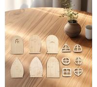 HomeVortex 48PCS Wooden Fairy Garden Door DIY Craft Kit With Mini Blank Pine Wood Doors And Window For Outdoor Yard Decor, Scrapbooking, Card Making And Home Craft Projects(subtle styles)
