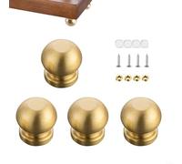HomeVortex 4Pcs Brass Cutting Board Feet, Round Riser Legs for Wood Chopping Boards, Serving Trays & Jewelry Boxes, Anti-Scratch Stabilizers with Screws and Washers,
