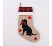 HomeVortex 4Pcs Christmas Stockings With Reindeer And Snowflake Pattern, 45.7cm Velvet Large Hanging Socks For Fireplace Mantel Festive Décor, Washable Linen Construction(dog)