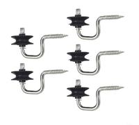 HomeVortex 5-Pack Electric Fence Insulators for Wooden Posts, Self-Tapping Corner Fixing Devices with Metal and Plastic Build for Livestock Penning and Crop Protection
