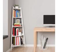 HomeVortex 5-Tier Ladder Corner Bookshelf, Industrial Rustic Display Unit for Living Room, Bedroom, Bathroom or Balcony Plant Stand,Space-Saving Storage Rack with Sturdy Metal Frame and PVC Shelves