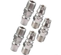 HomeVortex 5PCS Male Coupling Air Fitting with 1/4" Male Thread, Steel Silver Quick Connect Adapter for Air Compressor Hose and Pneumatic Tools, Industrial Grade Wear Resistant