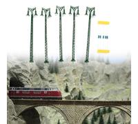 HomeVortex 5pcs N Scale 1:160 LED Lamp Posts for Model Railway Layout, Warm White Metal Grid Pole Lights with Resistors for 3V-16V Train Diorama Building Scene(Green)