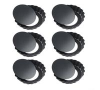HomeVortex 6pcs 8cm Tart Tins with Removable Base, Non-Stick Carbon Steel Quiche Pans, Fluted For Edge for MINI Pie Moulds for Baking Cakes and Desserts, Black