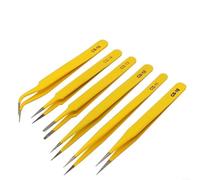 HomeVortex 6PCS Stainless Steel Anti-static Tweezers Set, Curved and Straight Tip Forceps for Electronics, Mobile Phone, Watch Repair, Anti-magnetic Acid-Resistant