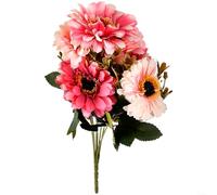 HomeVortex 7, Head Artificial Silk Marigold Daisy Bouquet, Realistic Chrysanthemum Flowers, for Wedding Home Garden Decor, Party Photography Props, 34cm Long Lasting Fake (Colorful)