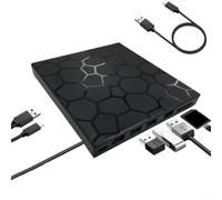 HomeVortex 7-in-1 External For DVD Burner Drive, 3.0 Reader Writer with SD/TF Card Reader and 3 USB Ports, and Play for Laptop For MacBook Desktop PC, Black
