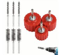 HomeVortex 9-Piece Pipe Cleaning Brush Set, with Rods, for Copper Tubes, Welded Pipes, Auto-Motorcycle Terminals, Deburring and Polishing Tool Kit(Red)