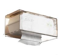 HomeVortex Acrylic Tissue Holder Wall Mounted, Hanging Storage Box for Bedroom Dorm Bathroom, No-Drill PET Iron Square Dispenser with Extended Slot, Transparent Gray(White)
