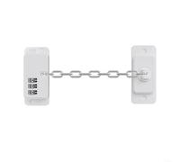 HomeVortex Adjustable Child Lock, for Doors Drawers Cabinets Fridge, 360° Stainless Steel Chain Proofing Latch, with Password for combo, Drill-Free or Screw Mount,(White)