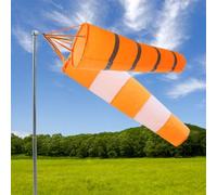 HomeVortex Airport Windsock Orange White Rip-Stop Polyester Wind Measurement Sock Bag With Reflective Stripes 100 cm For Outdoors Airport Farm And Park(100cm)