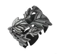 HomeVortex Antique Bronze Napkin Rings, For Leaf Shape Alloy Holder, Sturdy Metal For Ring for Wedding, Holiday Table Setting, For Easy Clean Decor, 4.4x3cm, Grey(Grey)