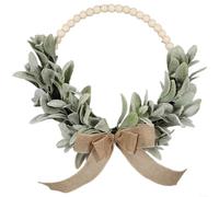 HomeVortex Artificial Eucalyptus Wreath,with Wooden Beads, 45x40cm Faux Greenery Wall Hanging Decor,for Wedding Spring Christmas Home Door