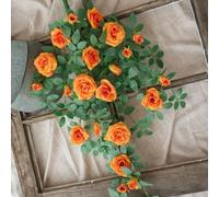HomeVortex Artificial Rose Vine Wall Hanging 90cm with Lifelike Large and Small Flowers for Indoor Wall Decor, Garden Balcony or Wedding Display in Pink, Orange, Purple, Red and Light Pink(Orange)