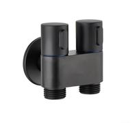 HomeVortex Bathroom Angle Valve Dual Outlet Wall Mount Water Control Three Way Connector Bidet Sprayer Inlet Valve With G1/2 Interface(Black)