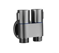 HomeVortex Bathroom Angle Valve Dual Outlet Wall Mount Water Control Three Way Connector Bidet Sprayer Inlet Valve With G1/2 Interface(Gray)
