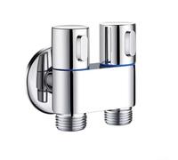 HomeVortex Bathroom Angle Valve Dual Outlet Wall Mount Water Control Three Way Connector Bidet Sprayer Inlet Valve With G1/2 Interface(Silver)
