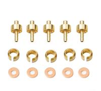 HomeVortex Bicycle Brake Hose Insert Kit 5 Sets Olive Oil Needle Head For HOPE TECH3 V4/E4/X2 Bikes Gold Metal Washers Expandable Sleeve