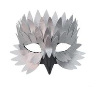 HomeVortex Bird Beak Half-Face Feather Mask For Halloween Cosplay, Masquerade Or Carnival Party, Lightweight Felt With Adjustable Fit And Color Options(Silver)