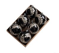 HomeVortex Christmas 8CM Decorative Ornament Balls Classic Round Baubles Hanging Ball Tree Pendant Holiday Indoor Home Decor Set Black Red Gold(Black)