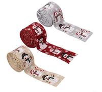 HomeVortex Christmas Snowman Ribbon for Tree Decoration DIY Festive Wrapping Wire Edge Fabric Ribbon Holiday Crafting 5m Long 5cm Wide Red Grey Linen(Mixed colors)
