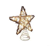 HomeVortex Christmas Tree Star Ornament Wood Wire 5Pointed Spiral Design Holiday Decoration Home Festive Decor 1(Glowing)
