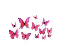 HomeVortex Colorful 3D Butterfly Wall Decor 5 Pack, Vibrant PVC Simulation Art for Home Office Nursery, Easy Mount Room Decoration, Multi-Color Blue Green Yellow Purple Red 5-8cm(purplish-red)