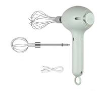 HomeVortex Cordless Electric Hand Mixer, 30W Rechargeable Egg Beater with Stainless Steel Whisks, Portable Food Mixer for Baking Cooking, Green(Green)