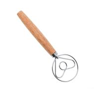 HomeVortex Danish Dough Whisk, 10 Inch 304 Stainless Steel Sourdough Bread Tool with Wooden Handle, for Mixing Batter, Egg Whites, and Heavy Dough, Silver