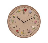 HomeVortex Decorative Wall Clock 12 Inch Waterproof Resin Clock with 3D Flower Design for Garden Outdoor Swimming Pool Hotel Home Anti-Fog IP44 Rated Wall Mounted Timepieces