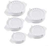 HomeVortex Dumpling Maker, Manual Press for Mold, 5-Pack PP Plastic Dough Shaper with Ergonomic Handle, Multiple Sizes for DIY Gyoza Ravioli, White Kitchen Tool Set, 25.5x8x13cm
