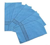 HomeVortex Exfoliating Bath Towels 5pcs, Thickened Polyester Cotton Scrub Cloths for Sauna and Shower, Straps Design, Multi-Color Set, 23x14cm(Blue)