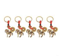 HomeVortex for SCULPTURE Brass Fengshui War Horse Keychain Pendant, Lucky Charm Figure Statue Decoration for Bag or Wallet, Symbol of Success and Prosperity (5pc)
