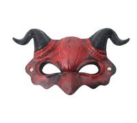 HomeVortex Halloween Realistic Devil Half Face Mask with Horns Soft PU Foam Costume Accessory Elastic Straps Blood Skin Details Breathable Design for Party Events(The Devils red face)