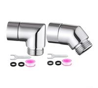 HomeVortex Hand Shower Adapter Set 90 & 135 Degree Angles Chrome Plated Copper Elbow Connector with Washers for Shower Hose G1/2 Inch Fitting 2-Pack