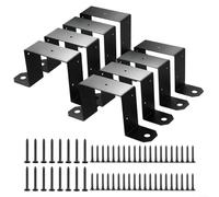 HomeVortex Heavy Duty Metal Post Brackets 4X4 Fence Support U-Shape Connector Black Steel Square Pipe Clamp with Mounting Screws for Wood Outdoor Garden Structure(4pcs)