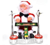 HomeVortex Interactive Christmas Santa Claus Electric Toy With Music Dancing Touch Respond Desktop Decoration PVC Material Holiday Party Decor For Children Home 20X17x13.5cm Red White(Play the pianos)