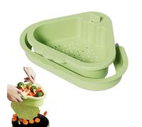 HomeVortex Kitchen Sink Corner Strainer Rack with Automatic Dumping Drainer Basket,Space-Saving Design Holds Food Waste and Sponge,Tool-Free Installation(Green)