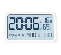 HomeVortex Large LCD Digital Alarm Clock, with Night Light, Temperature and Calendar Display, Modern Minimalist, Easy-to-Use Controls, for Bedroom or Office, Black(White)