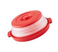 HomeVortex Large Microwave Splatter Guard Cover with Vented Heat Resistant Silicone Lid for Food Plates Bowls, Collapsible Folding Design for Kitchen Heating and Storage, Easy Clean, Red(Red)